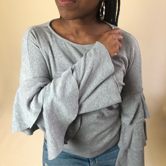 Tiered Sleeve Ribbed Long SleeveTop - Picture 11 of 15